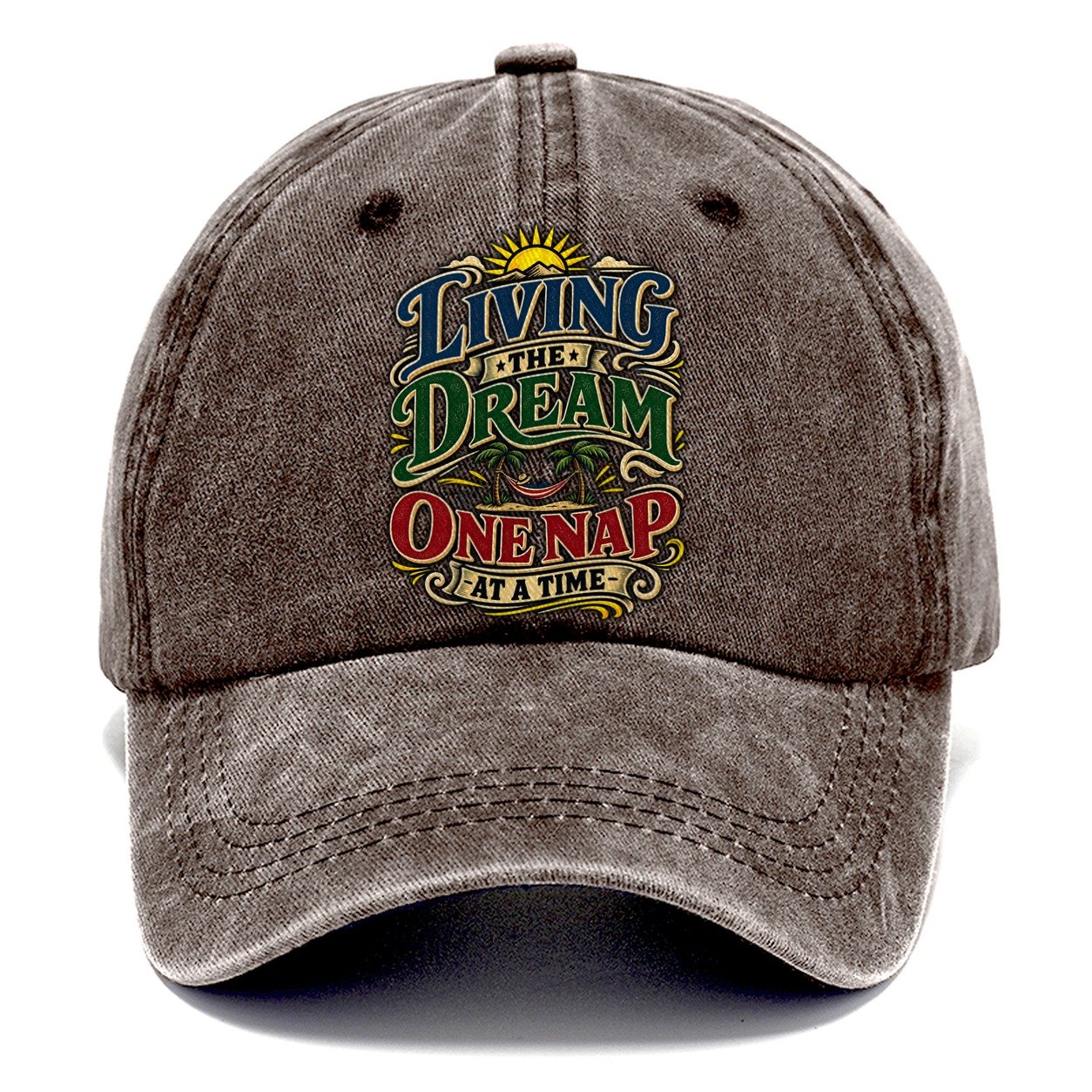 Living The Dream One Nap At A Time Retired Living Classic Cap – Brown