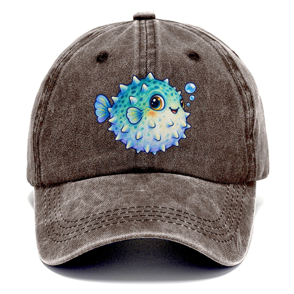 Pufferfish Side Puff Sea Sprite Classic Cap – Brown