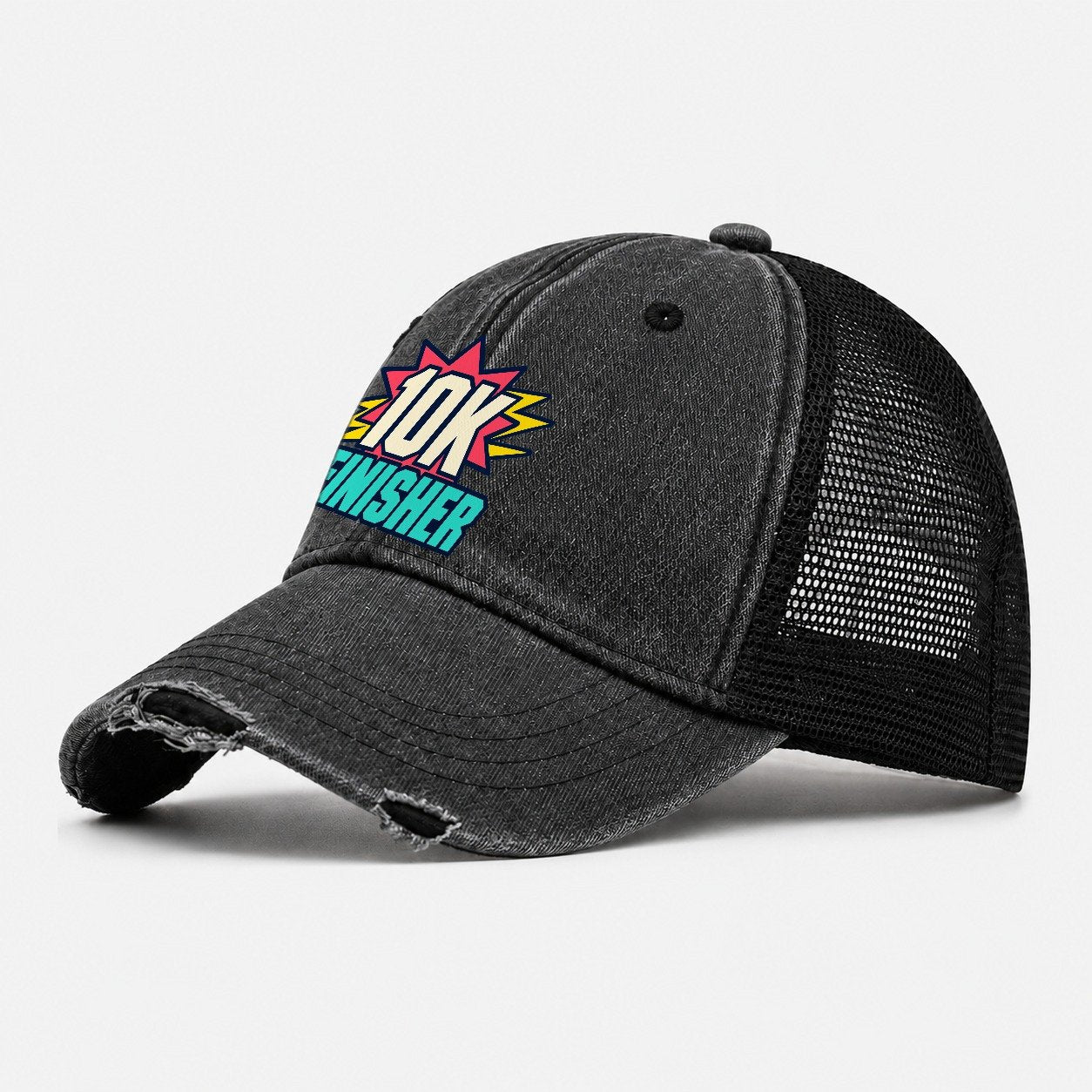 10K Finisher 90S Running Clubs Washed Trucker Hat – Black
