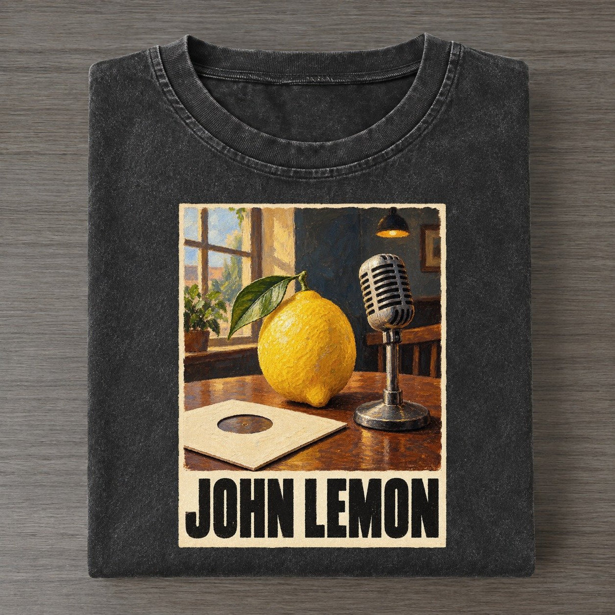 John Lemon Painted Pop Culture Pun Vintage T-shirt – Black