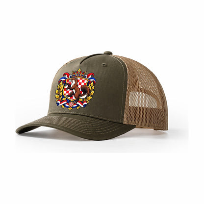 Croatia Heraldic Crest Country Logos Trucker Hat – Olive Khaki