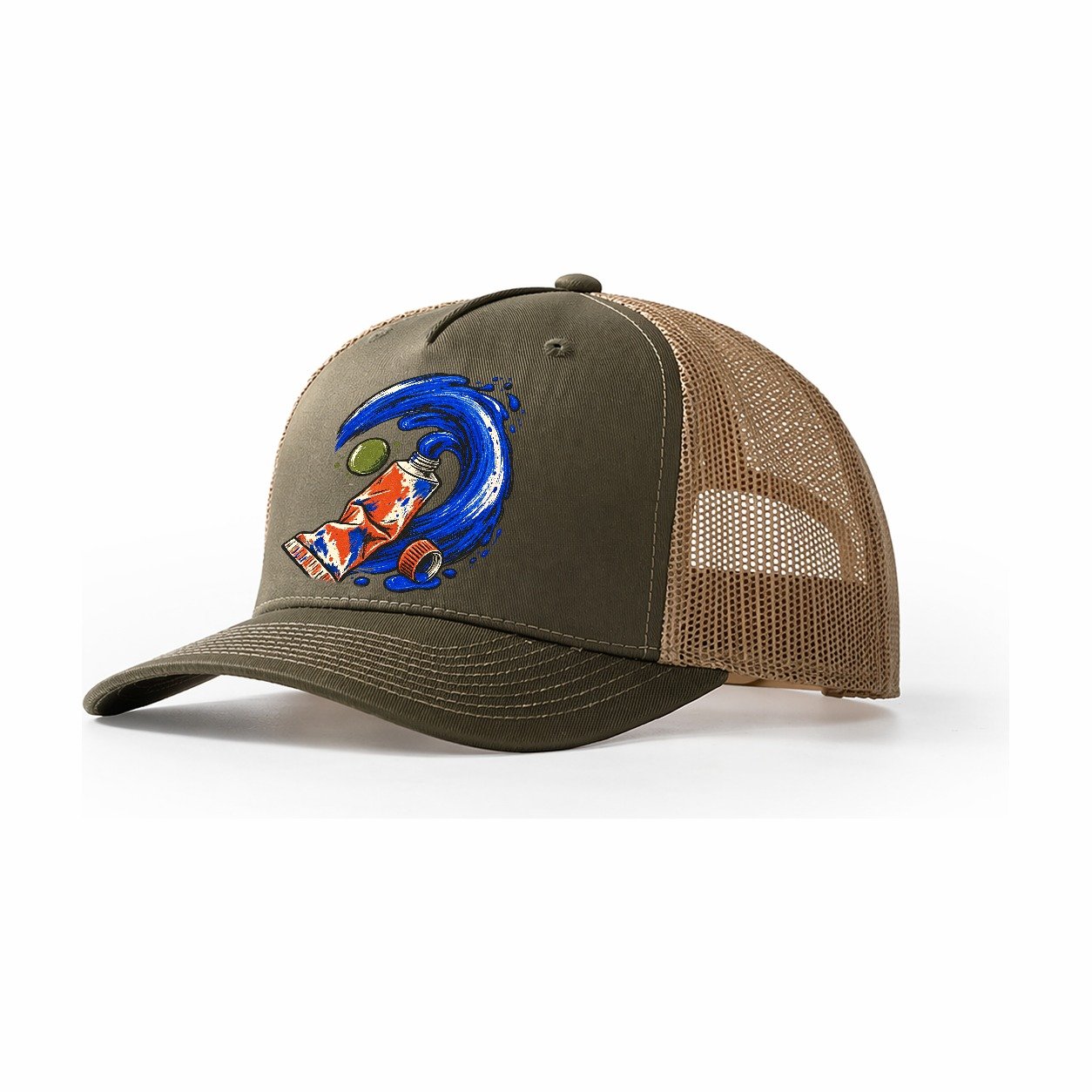 Cobalt Brush Wave Clay Color Makers Trucker Hat – Olive Khaki