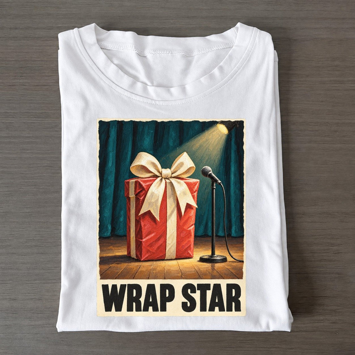 Wrap Star Painted Pop Culture Pun Classic T-shirt – White