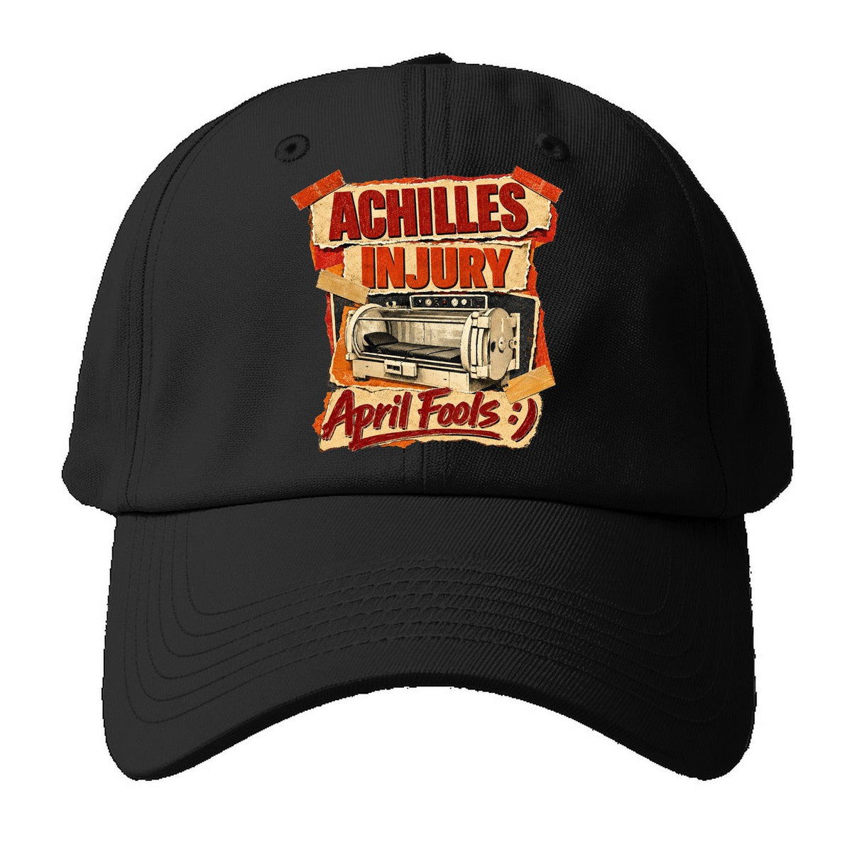 Achilles Injury April Fools Baseball Cap – Black