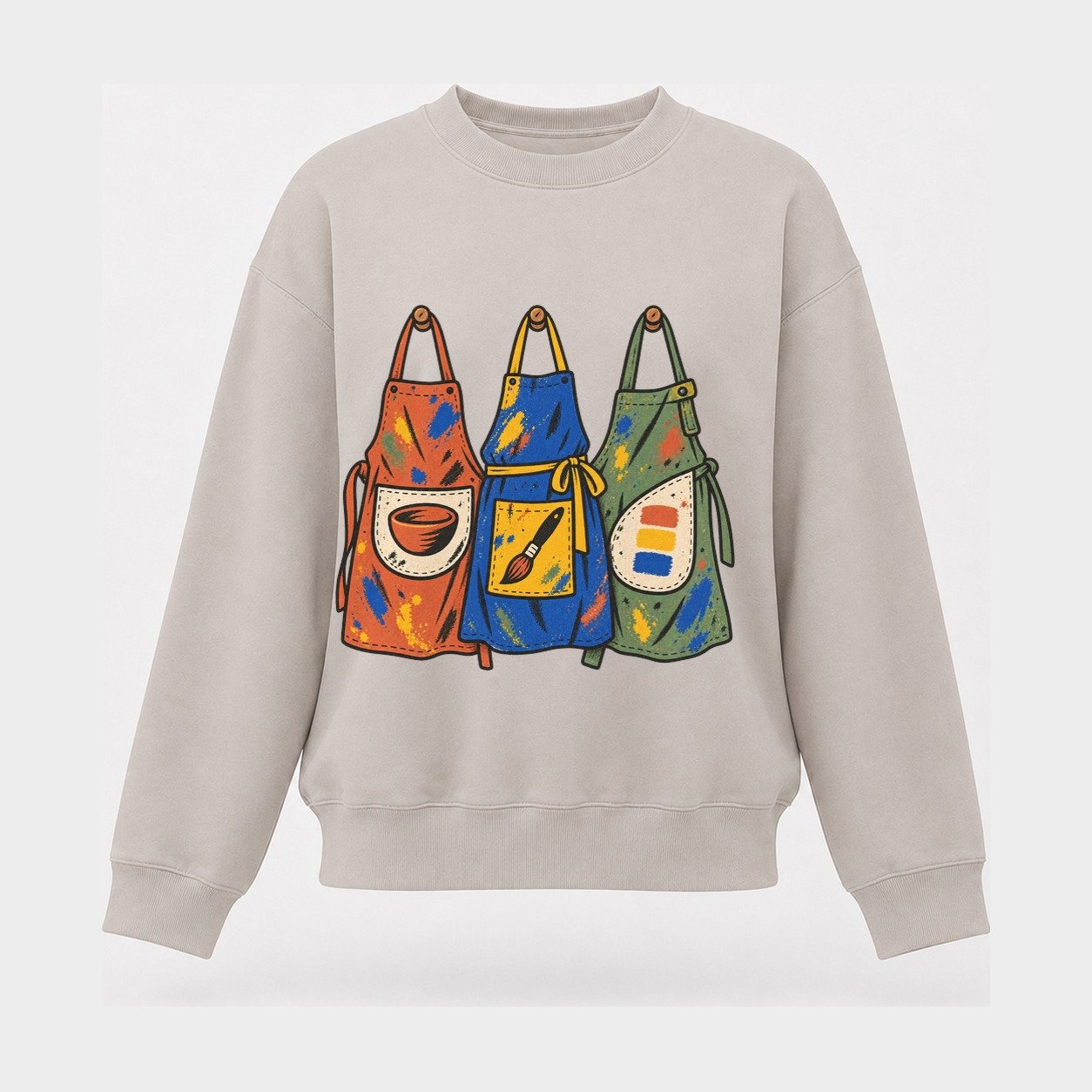 Class Apron Row Clay Color Makers Women's Crewneck Sweatshirt – Beige