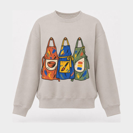 Class Apron Row Clay Color Makers Women's Crewneck Sweatshirt – Beige