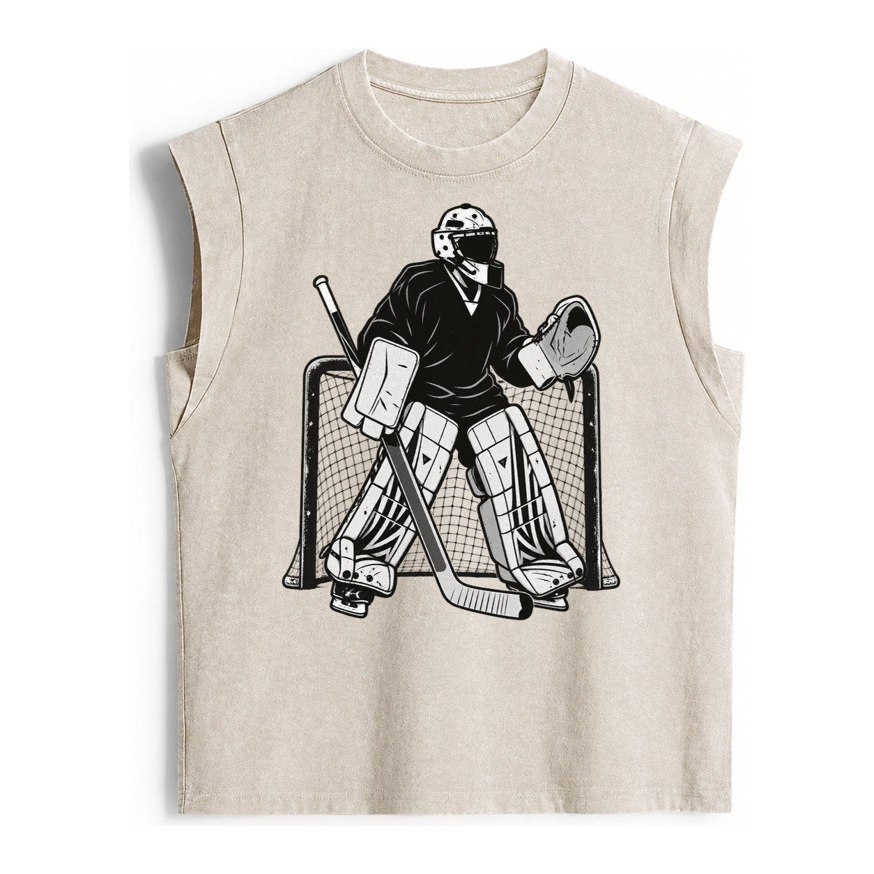 Hockey Goalie Vintage Washed Tank – Beige