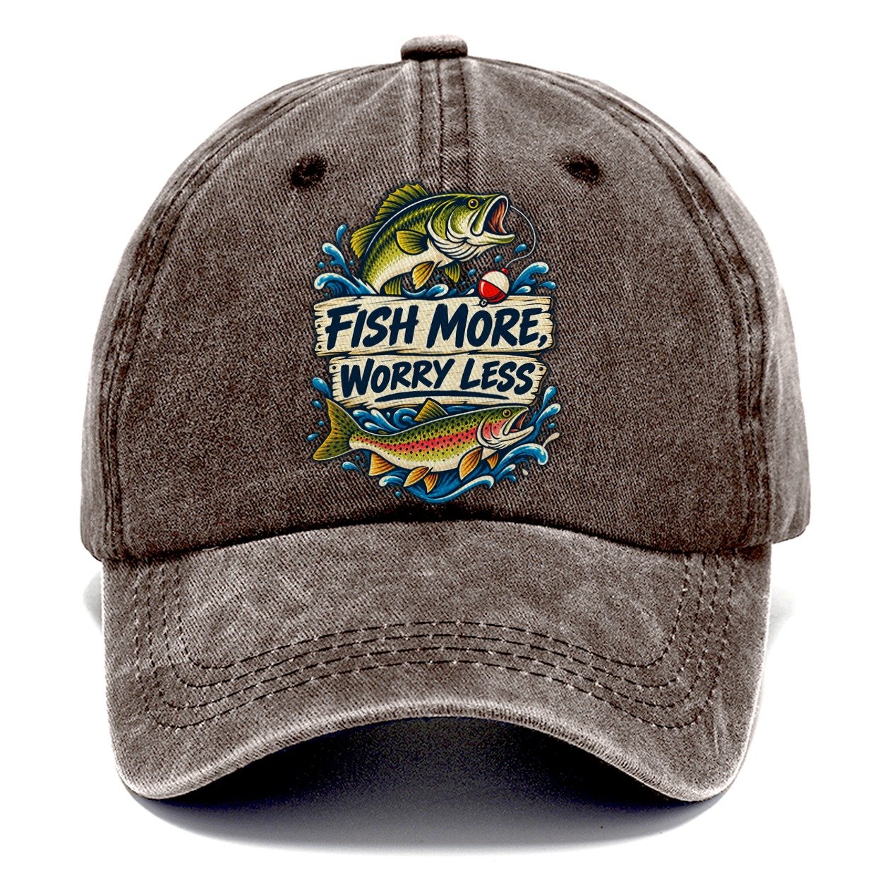 Fish More Worry Less Fishing Elegant Classic Cap – Brown