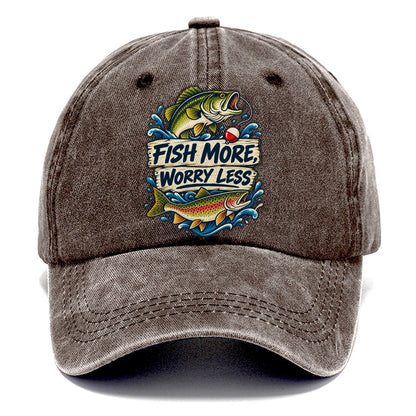 Fish More Worry Less Fishing Elegant Classic Cap – Brown