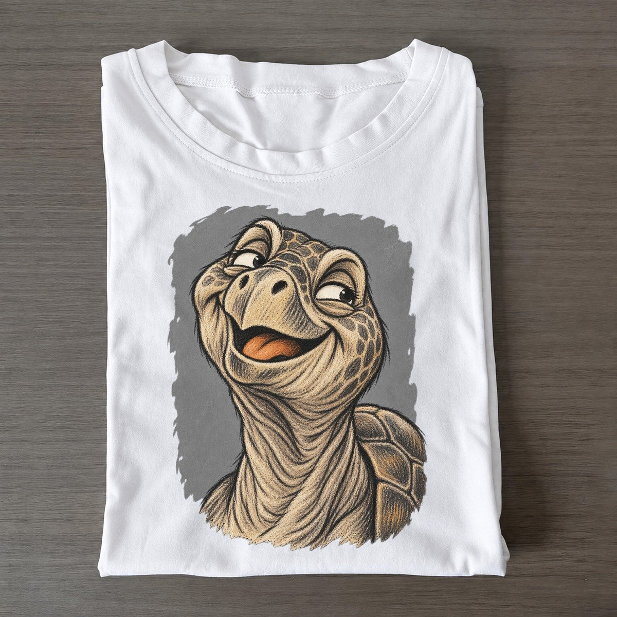 Tortoise Expressive Portrait Wild Grin Gallery Classic T-shirt – White