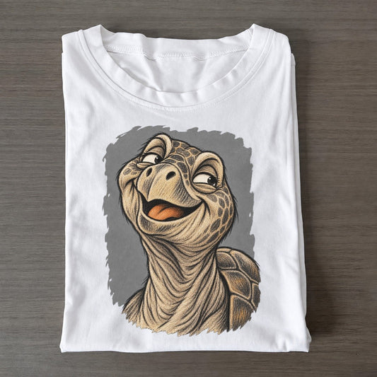Tortoise Expressive Portrait Wild Grin Gallery Classic T-shirt – White