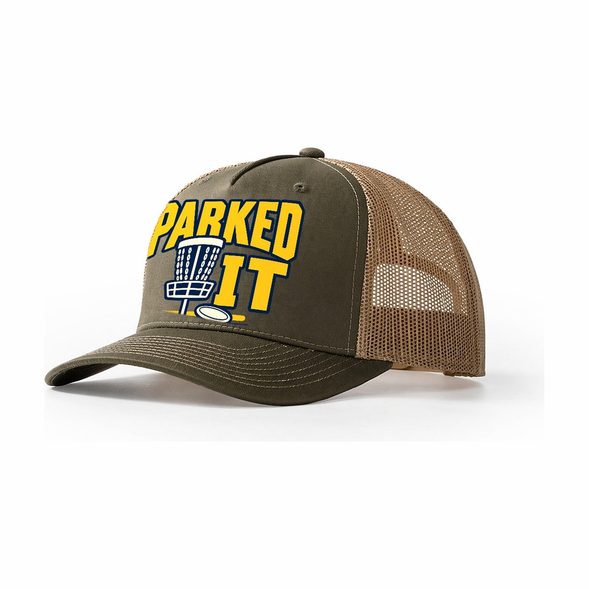Parked It Disc Golf Trucker Hat – Olive Khaki
