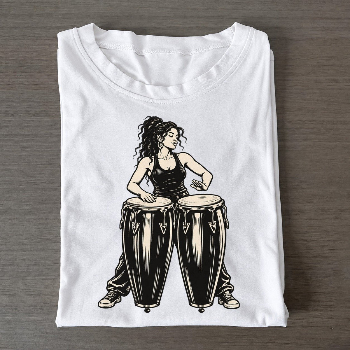 Conga Player Alternating Hands Global Music Ink Figures Classic T-shirt – White