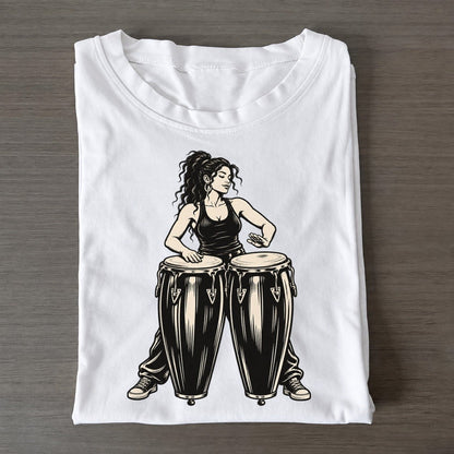 Conga Player Alternating Hands Global Music Ink Figures Classic T-shirt – White