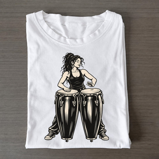 Conga Player Alternating Hands Global Music Ink Figures Classic T-shirt – White