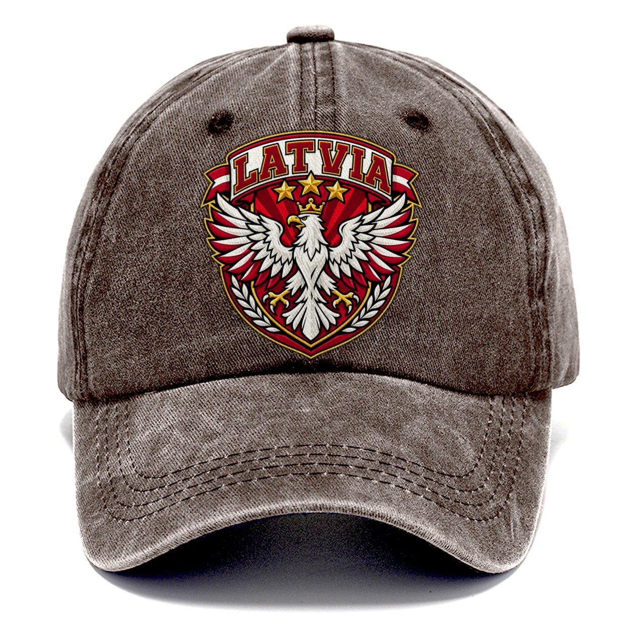 Latvia Retro Badge Country Logos Classic Cap – Brown