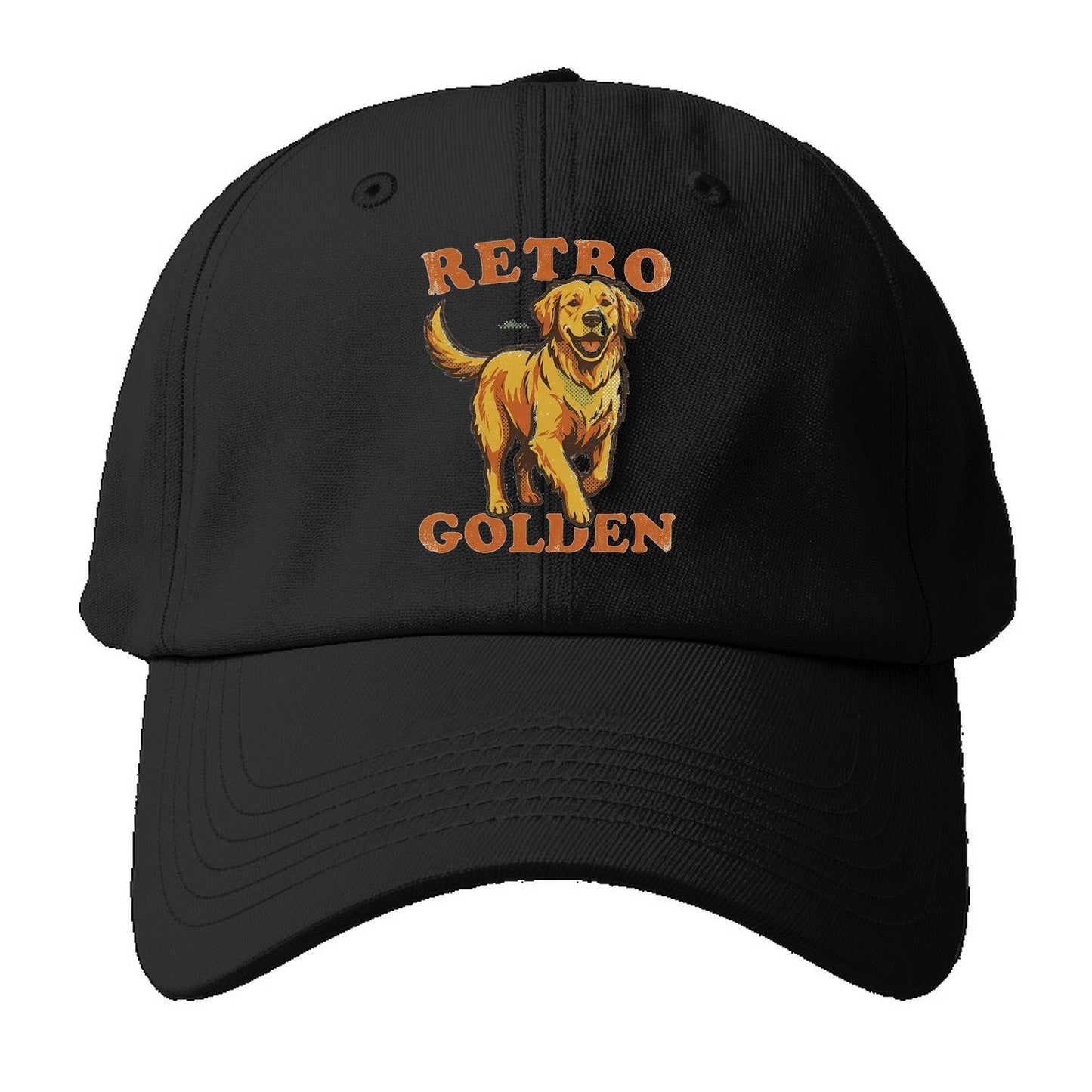 Retro Golden Baseball Cap – Black