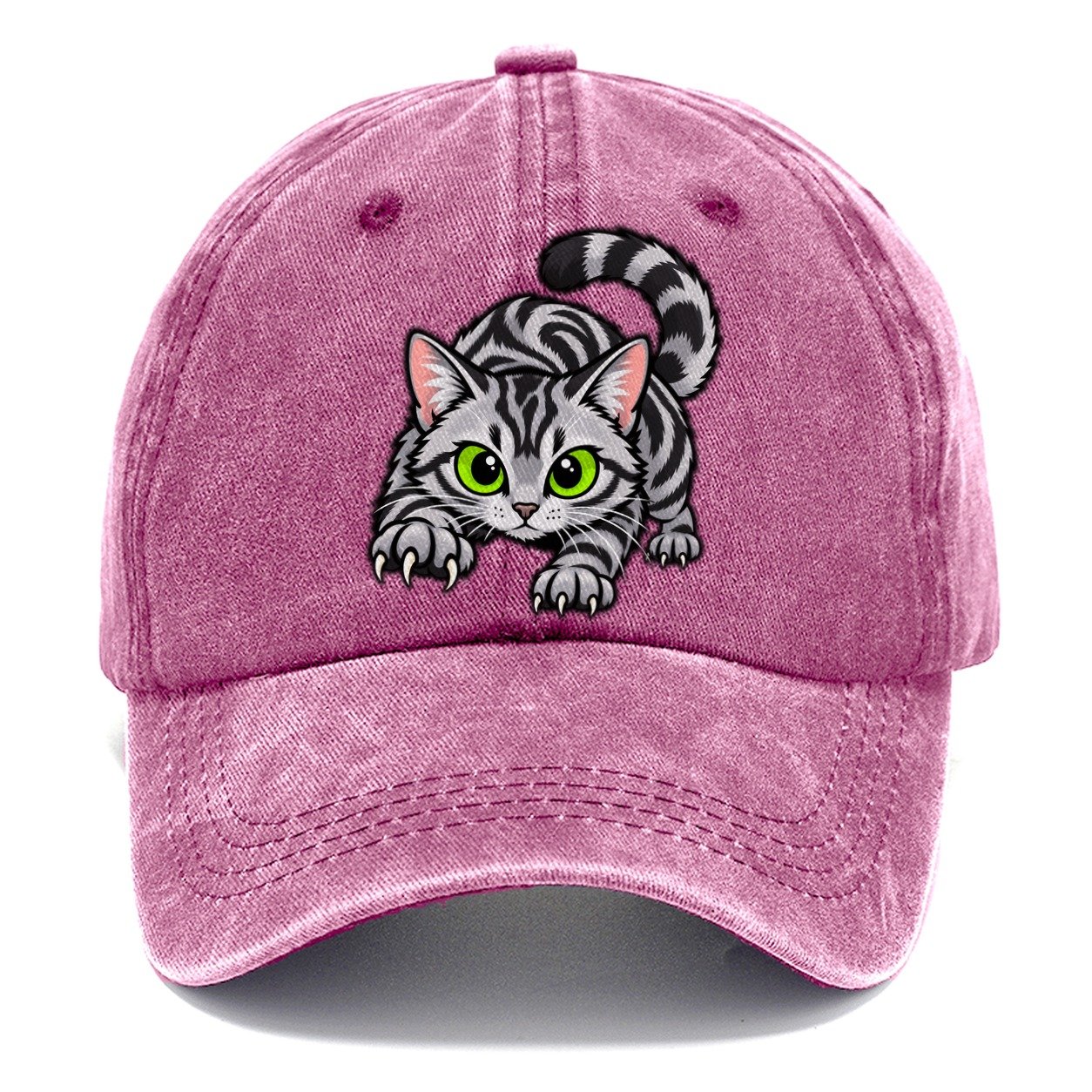 Silver Tabby Stalking Peeking Cats Classic Cap – Dusty Rose