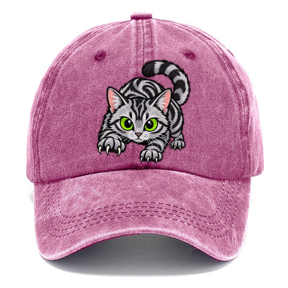 Silver Tabby Stalking Peeking Cats Classic Cap – Dusty Rose