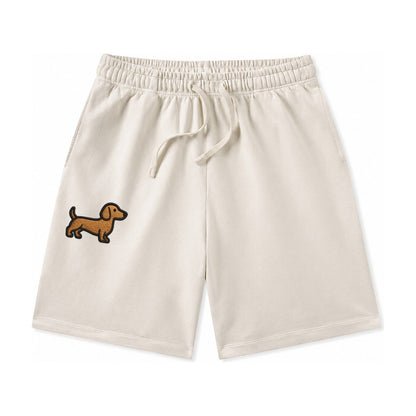 Dachshund Modern Elongated Silhouette Washed Shorts – Beige
