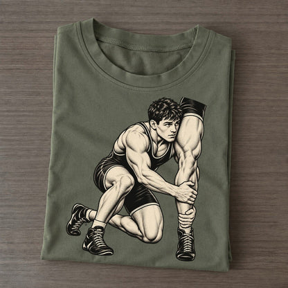 Wrestler Single Leg Entry Global Sports Ink Figures Classic T-shirt – Army Green