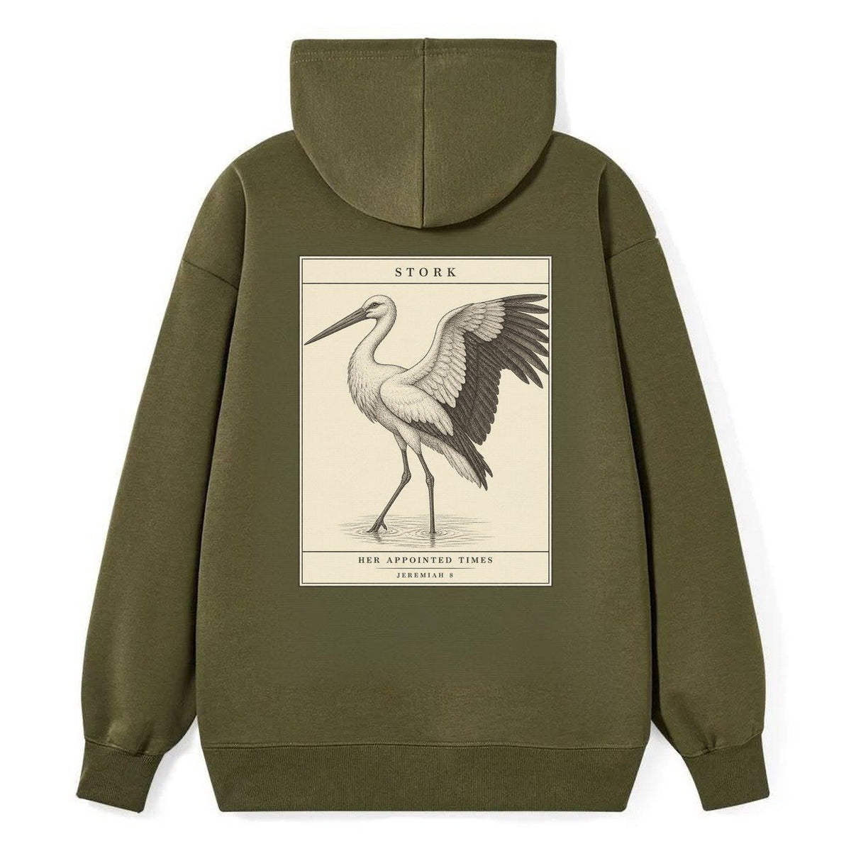 Stork Specimen Plate Creature Canticle Classic Pullover Hoodie – Armygreen