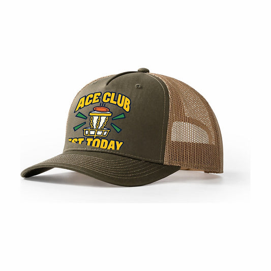 Ace Club Est Today Disc Golf Trucker Hat – Olive Khaki
