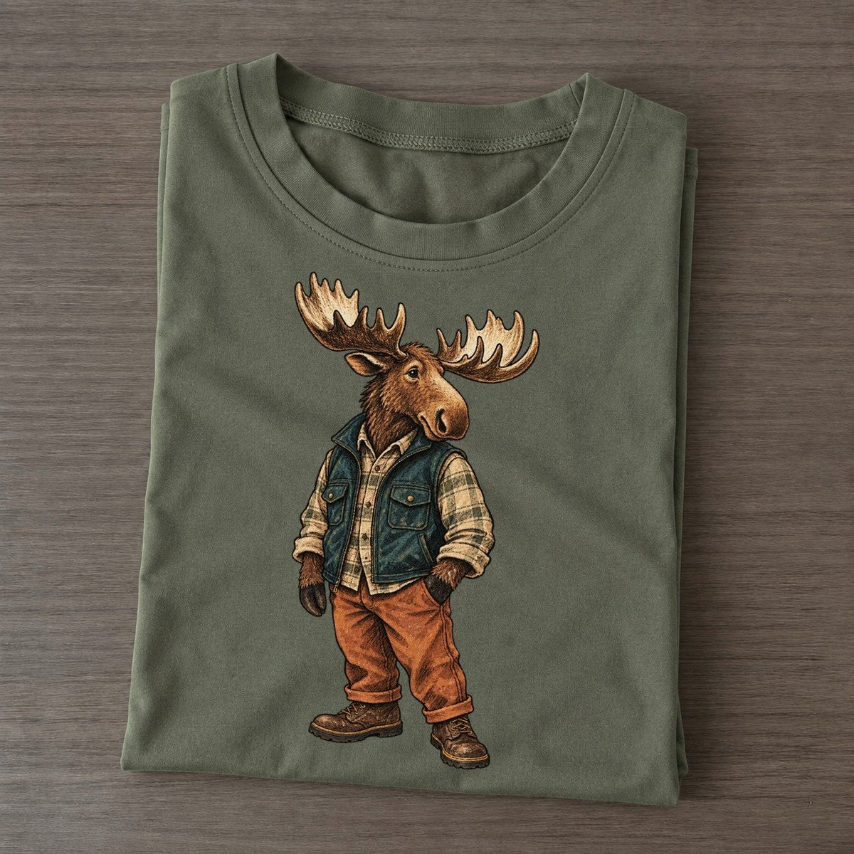 Moose Wardrobe Portrait Wild Wardrobe Portraits Classic T-shirt – Army Green