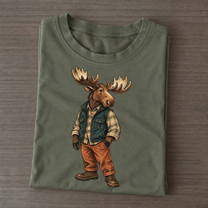 Moose Wardrobe Portrait Wild Wardrobe Portraits Classic T-shirt – Army Green