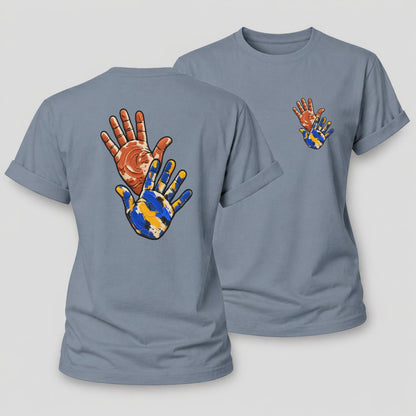 Clay And Color Hands Clay Color Makers Women's Cotton T-Shirt – Aegean Blue