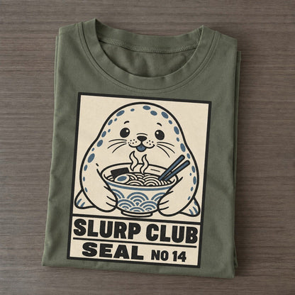 Seal Seafood Slurp Club Classic T-shirt – Army Green