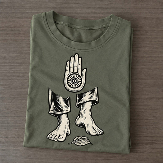 Jain Careful Walking World Faiths Ink Figures Classic T-shirt – Army Green