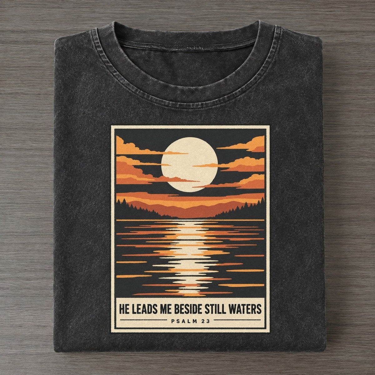He Leads Me Beside Given Light Vintage T-shirt – Black