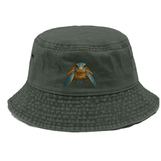 Sea Turtle Serenity Vintage Bucket Hat – Army Green