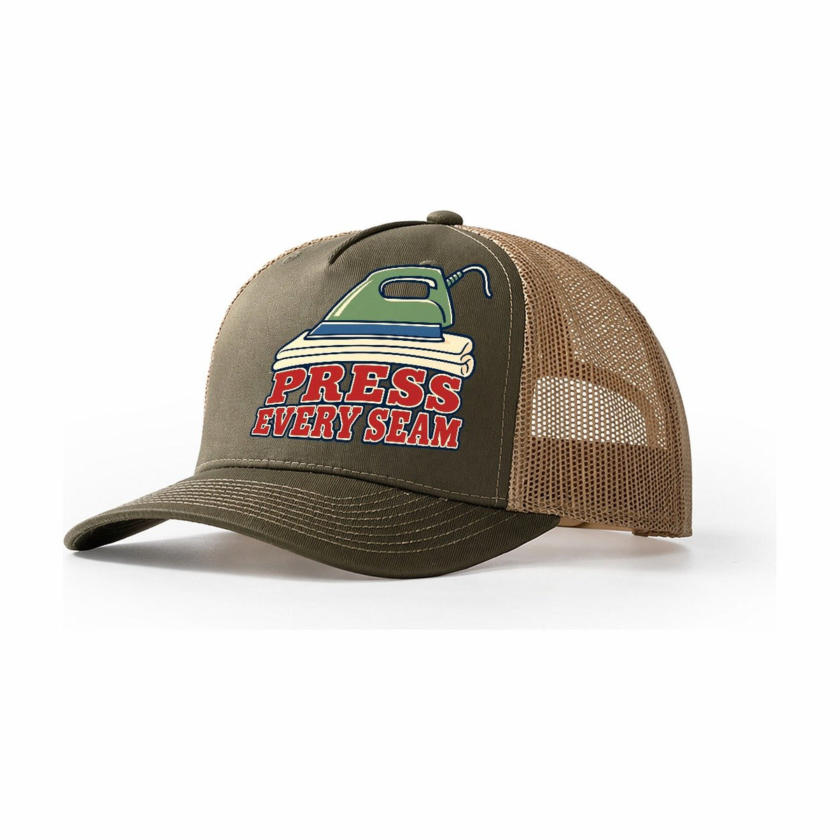Press Every Seam Sewing And Quilting Trucker Hat – Olive Khaki