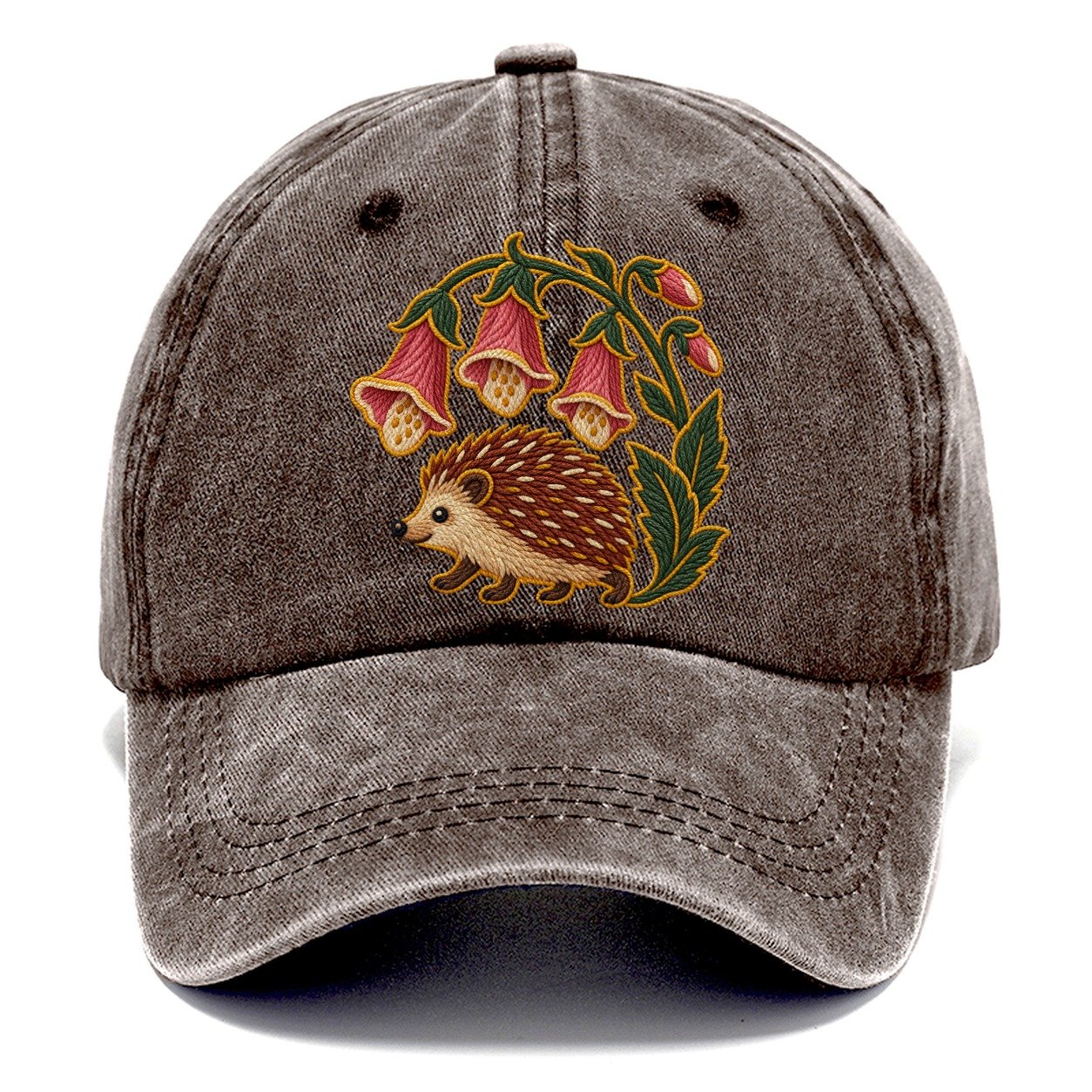 English Foxglove And Hedgehog Uk Culture Heritage Classic Cap – Brown
