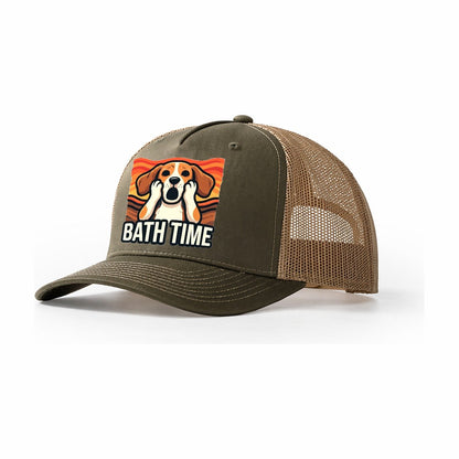 Beagle Scream Bath Time Scream Trucker Hat – Olive Khaki