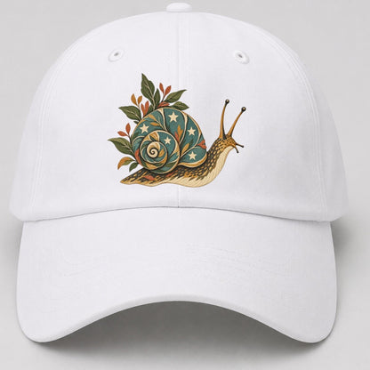 Snail Carrying Starlight Gentle Wild Baseball Cap – White