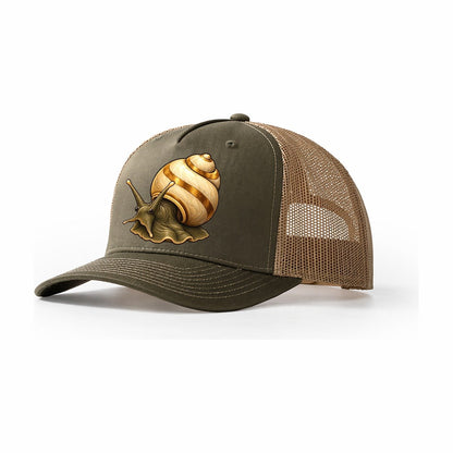 Mystery Snail Portrait Aquarium Keeping Trucker Hat – Olive Khaki
