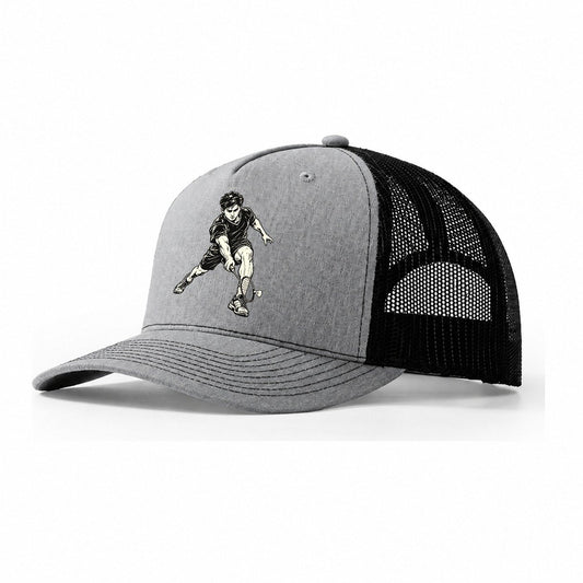 Badminton Deep Net Lunge Global Sports Ink Figures Trucker Hat – Sport Grey Black