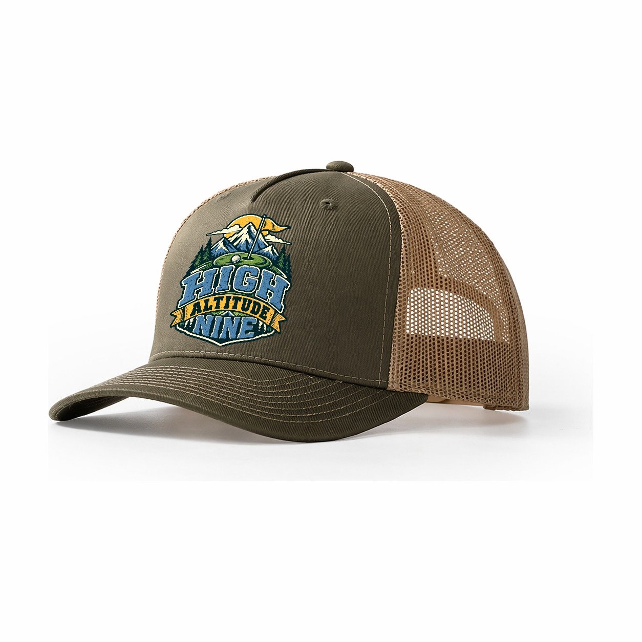 High Altitude Nine Golf Life Trucker Hat – Olive Khaki