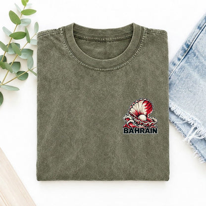Bahrain Country Pride Left Chest Vintage T-shirt – Army Green