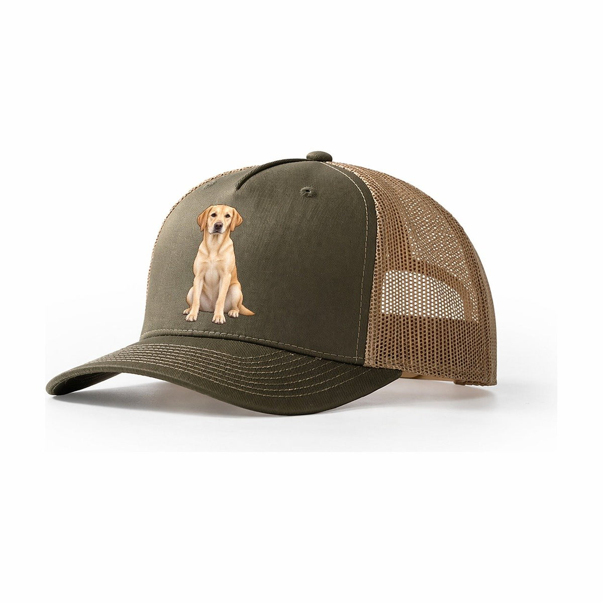 American Yellow Labrador Trucker Hat – Olive Khaki
