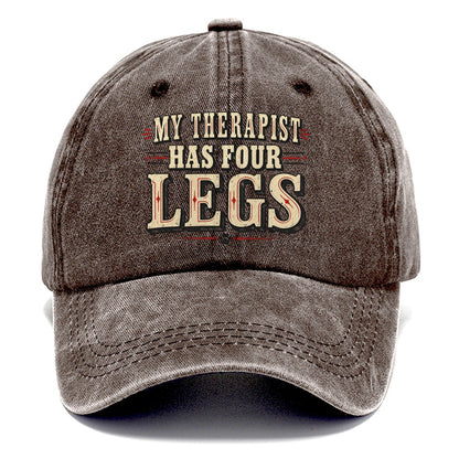 My Therapist Has Four Legs American Wit Classic Cap – Brown