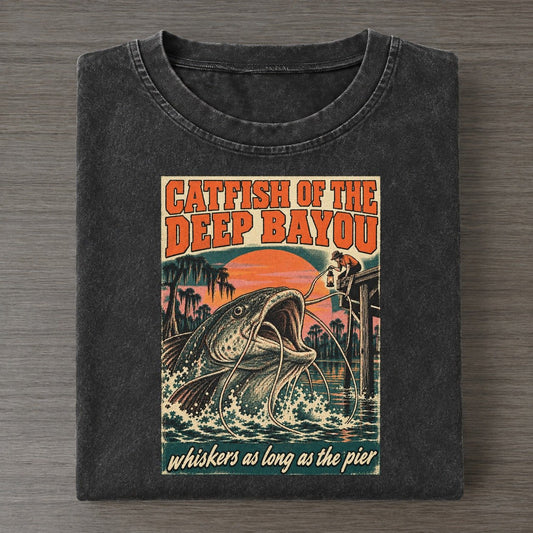 Catfish Of The Deep Bayou Drive In Monsters Vintage T-shirt – Black