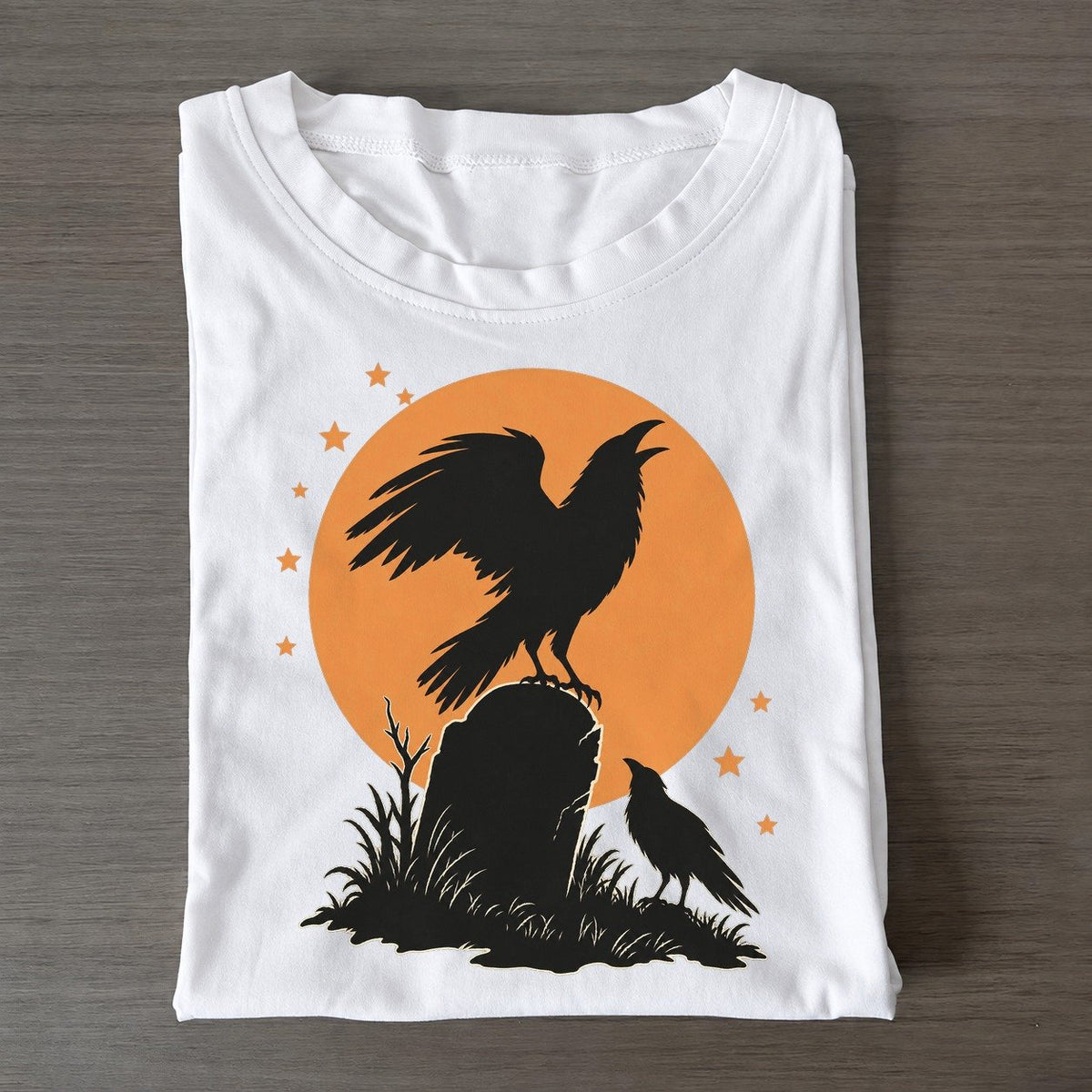 Gravestone Raven Full Moon Classic T-shirt – White
