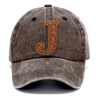 Tooled Leather J Monogram Classic Cap – Brown
