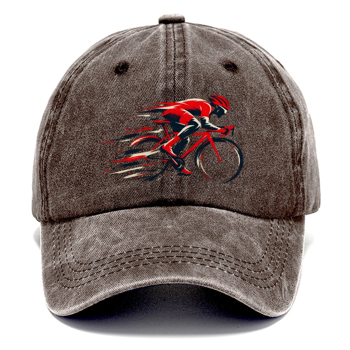 Red Cyclist Speed Lines Classic Cap – Brown