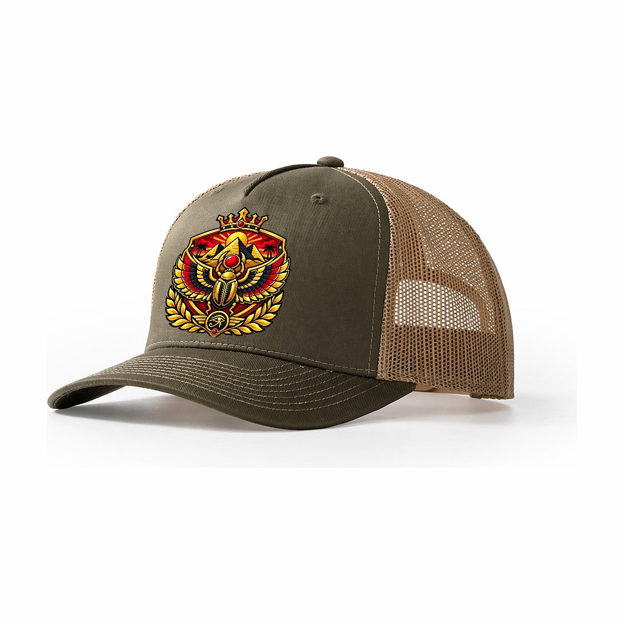 Egypt Heraldic Crest Country Logos Trucker Hat – Olive Khaki