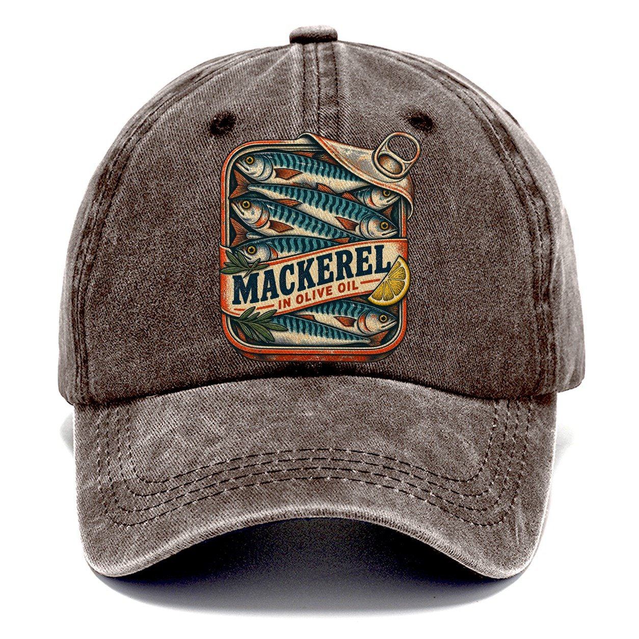 Mackerel Tin Stack Fishing Club Classic Cap – Brown